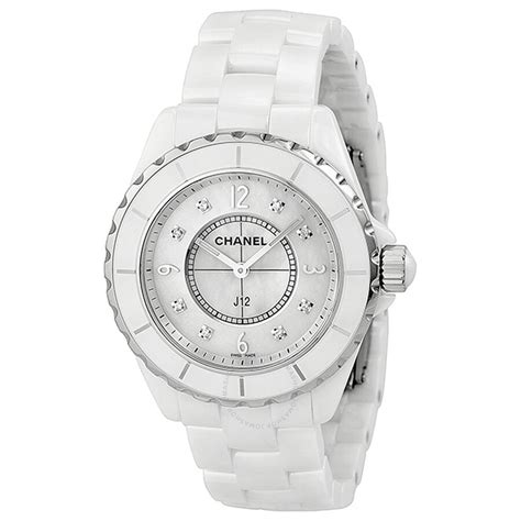 Chanel J12 Mother of Pearl Diamond Dial White Ceramic Unisex 